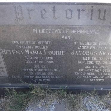 PRETORIUS Jacobus Nicolaas 1928-1980 &amp; Helena Maria FOURIE 1928-2005