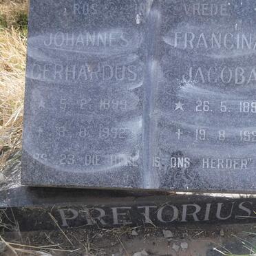 PRETORIUS Johannes Gerhardus 1899-1992 &amp; Francina Jacoba 1897-1991