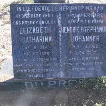 PREEZ Hendrik Stephanus Johannes, du 1922-2002 &amp; Elizabeth Catharina 1924-1998