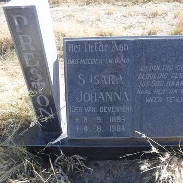 PRESTON Susara Johanna nee VAN DEVENTER 1896-1984