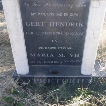 PRETORIUS Gert Hendrik 1933-2002 &amp; Maria M. VH. 1941-200?