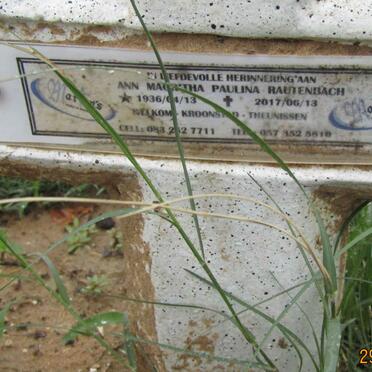 RAUTENBACH Ann Magritha Paulina 1936-2017