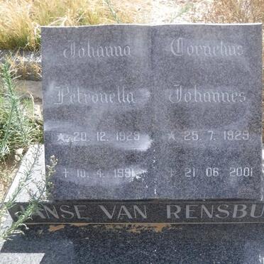 RENSBURG Cornelius Johannes, Janse van 1929-2001 &amp; Johanna Petronella 1929-1991