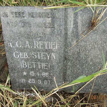 RETIEF A.C.A. nee STEYN 1888-1967