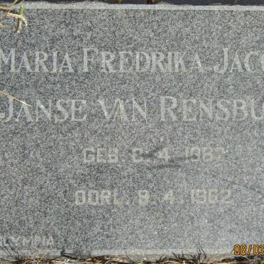 RENSBURG Maria Fredrika Jacoba, Janse van 19?2-19?2