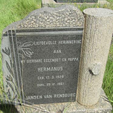 RENSBURG Hermanus, Jansen van 1929-1961