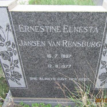 RENSBURG Ernestine Elnesta, Jansen van 1897-1977
