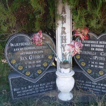 RHYN Jan George, van 1938-1998 &amp; Petronella Cathrina 1944-2008