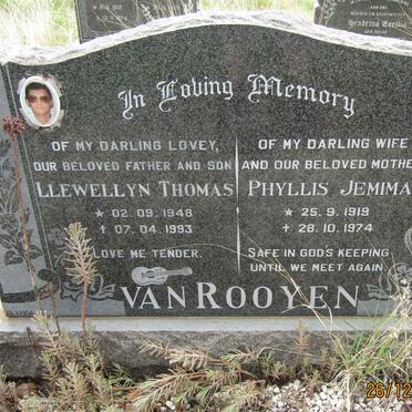 ROOYEN Llewellyn Thomas, van 1948-1993 &amp; Phyllis Jemima 1919-1974