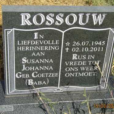 ROSSOUW Susanna Johanna nee COETZEE 1945-2011