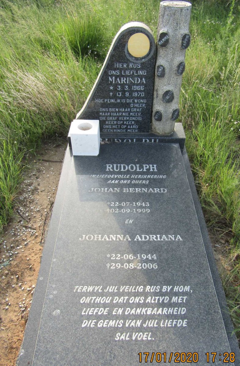 RUDOLPH Johan Bernard 1943-1999 &amp; Johanna Adriana 1944-2006 :: RUDOLPH Marinda 1966-1970