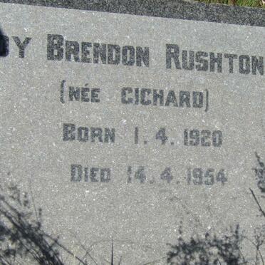 RUSHTON Joy Brendon nee CICHARD 1920-1954