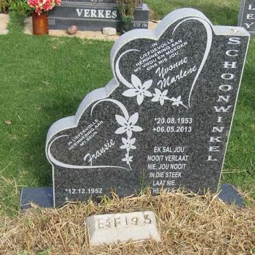 SCHOONWINKEL Fransie 1952- &amp; Yvonne Marlene 1953-2013