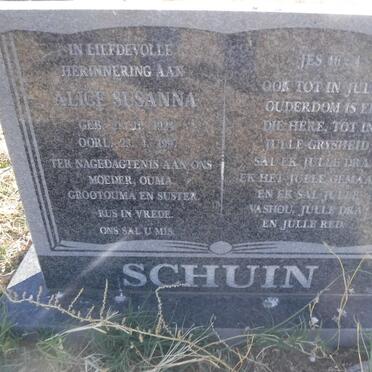 SCHUIN Alice Susanna 1924-1997