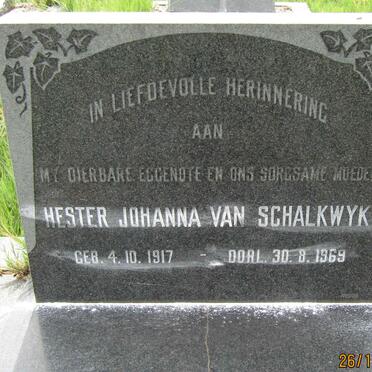 SCHALKWYK Hester Johanna, van 1917-1969