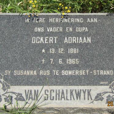SCHALKWYK Ockert Adriaan, van 1881-1965