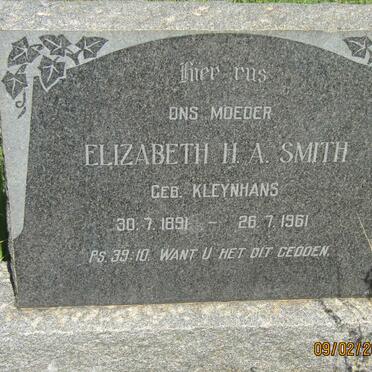 SMITH Elizabeth H.A. nee KLEYNHANS 1891-1961