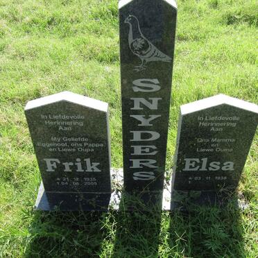 SNYDERS Frik 1935-2005 &amp; Elsa 1938-