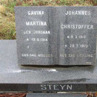 STEYN Johannes Christoffer 1910-1973 &amp; Gavina Martina JORDAAN 1914-