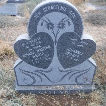 STEYN Johannes George 1921- &amp; Adriana Martha Maria 1924-1992