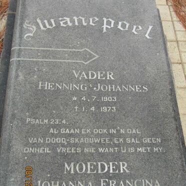 SWANEPOEL Henning Johannes 1903-1973 &amp; Johanna Francina 1915-1992
