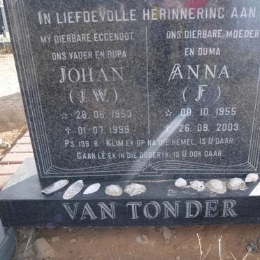 TONDER Johan J.W., van 1953-1999 &amp; Anna F. 1955-2003