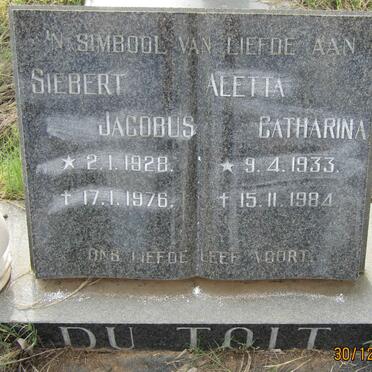 TOIT Siebert Jacobus, du 1928-1976 &amp; Aletta Catharina 1933-1984