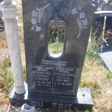 TOIT Franscois Jacobus, du 1919-1994 &amp; Wilhelmina Cecilia 1922-