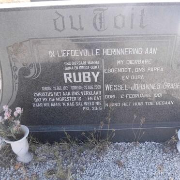 TOIT Wessel Johannes Grabe, du -1981 &amp; Ruby 1912-2009