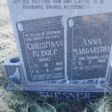 THESNER Christiaan Rudolf 1919-1985 &amp; Anna Margaretha GROBBELAAR 1922-2002