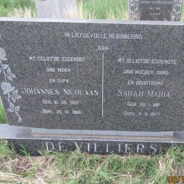 VILLIERS Johannes  Nicolaas, de 1907-1986 &amp; Sarah Maria 1911-1977