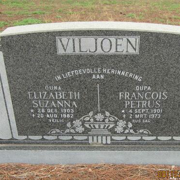 VILJOEN Francois Petrus 1901-1973 &amp; Elizabeth Suzanna 1903-1982