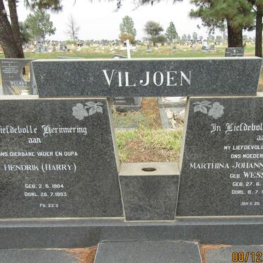VILJOEN Hendrik 1904-1993 &amp; Marthina Johanna Margaretha WESSELS 1892-1972