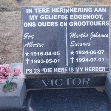 VICTOR Gert Albertus 1916-1993 &amp; Martha Johanna Susanna 1924-1994