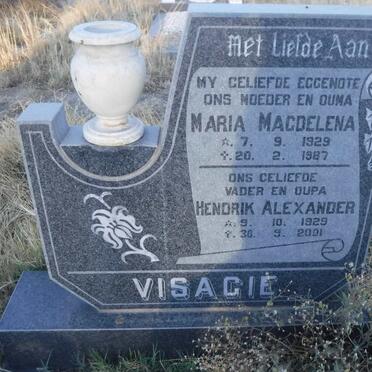 VISAGIE Hendrik Alexander 1929-2001 &amp; Maria Magdelena 1929-1987