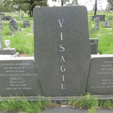 VISAGIE Charles Philippus 1927-1976 &amp; Francina Johanna Magdalena MALAN 1927-1992