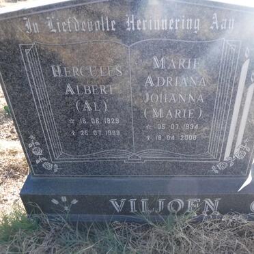 VILJOEN Hercules Albert 1929-1999 &amp; Marie Adriana Johanna 1934-2000