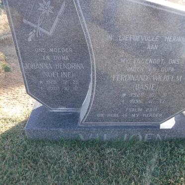 VILJOEN Ferdinand Wilhelm 1928-1998 &amp; Johanna Hendrina 1928-2003