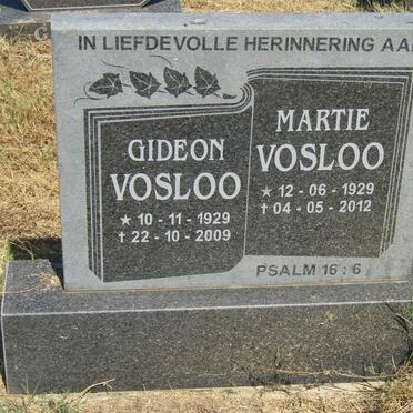 VOSLOO Gideon 1929-2009 &amp; Martie 1929-2012