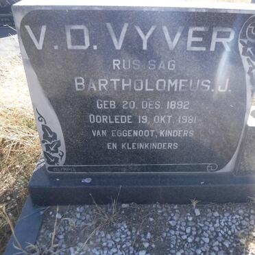 VYVER Bartholomeus J., v.d. 1892-1981
