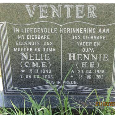 VENTER H.E. 1938-2012 &amp; C.M.E. 1940-2006