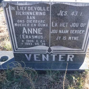VENTER Anne nee ERASMUS 1906-1993