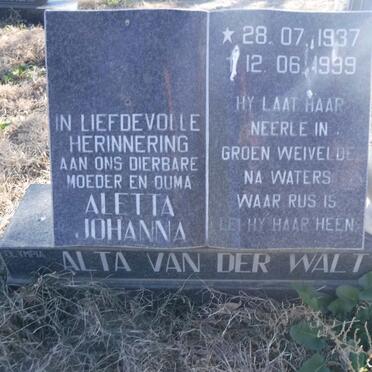 WALT Aletta Johanna, van der 1937-1999