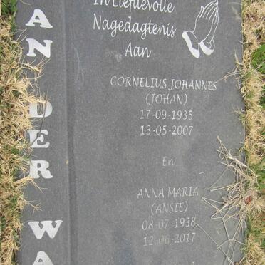 WALT Cornelius Johannes, van der 1935-2007 & Anna Maria 1938-2017