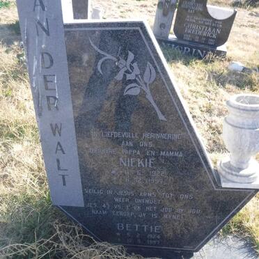 WALT Niekie, van der 1922-1997 &amp; Bettie 1924-1997