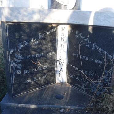 WALT Willie, van der 1924-1987 &amp; Mienie 1929-1987 