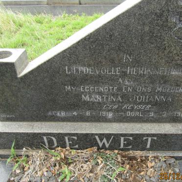 WET Martina Johanna, de nee KEYSER 1916-1968