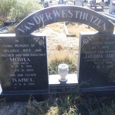 WESTHUIZEN Jacoba Adriana, van der nee LOTTERNG 1935-1998 :: VAN DER WESTHUIZEN Karel 1959- &amp; Moira HOLMES 1961-1988