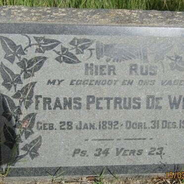 WET Frans Petrus, de 1892-1956