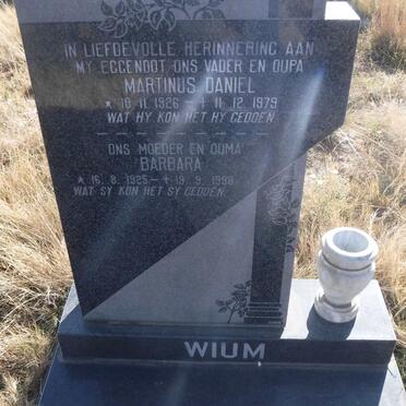 WIUM Martinus Daniel 1926-1979 &amp; Barbara 1925-1998
